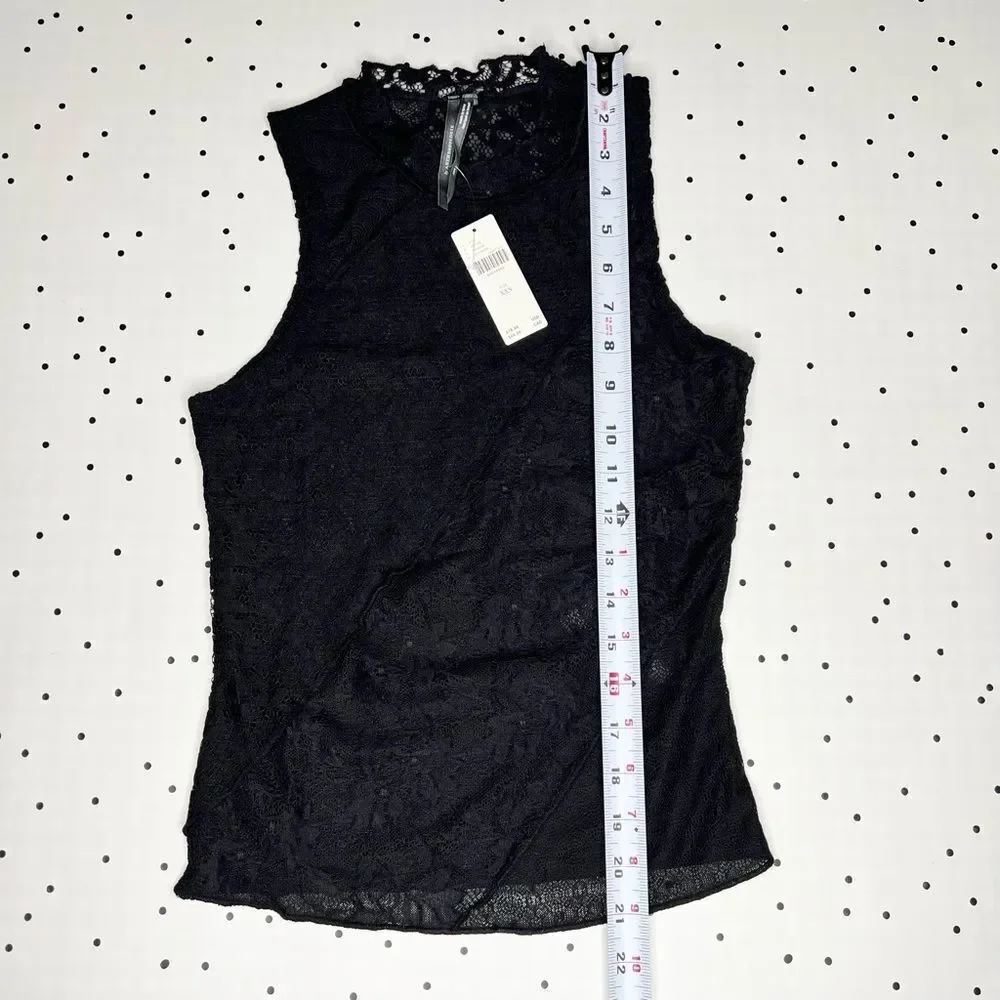 🖤 Anthropologie 🖤 Lace Mock Neck Tank Black NEW - Picture 9 of 14